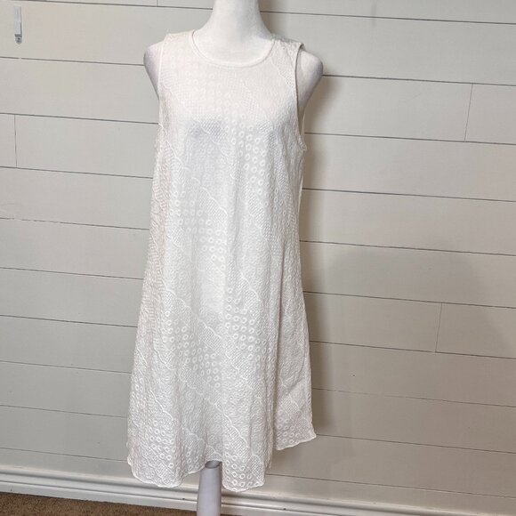 Calvin Klein White Eyelet Sleeveless Dress Size 8 - Picture 1 of 6